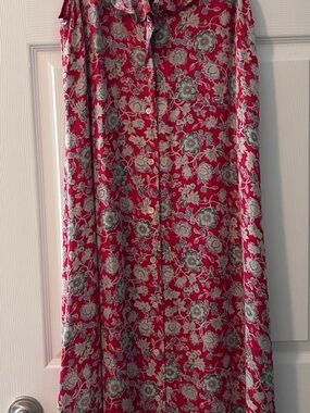 Ralph Lauren Red Floral Button-Front Maxi Skirt